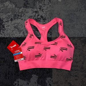 Puma Pink Logo Print Activewear Sports Bra